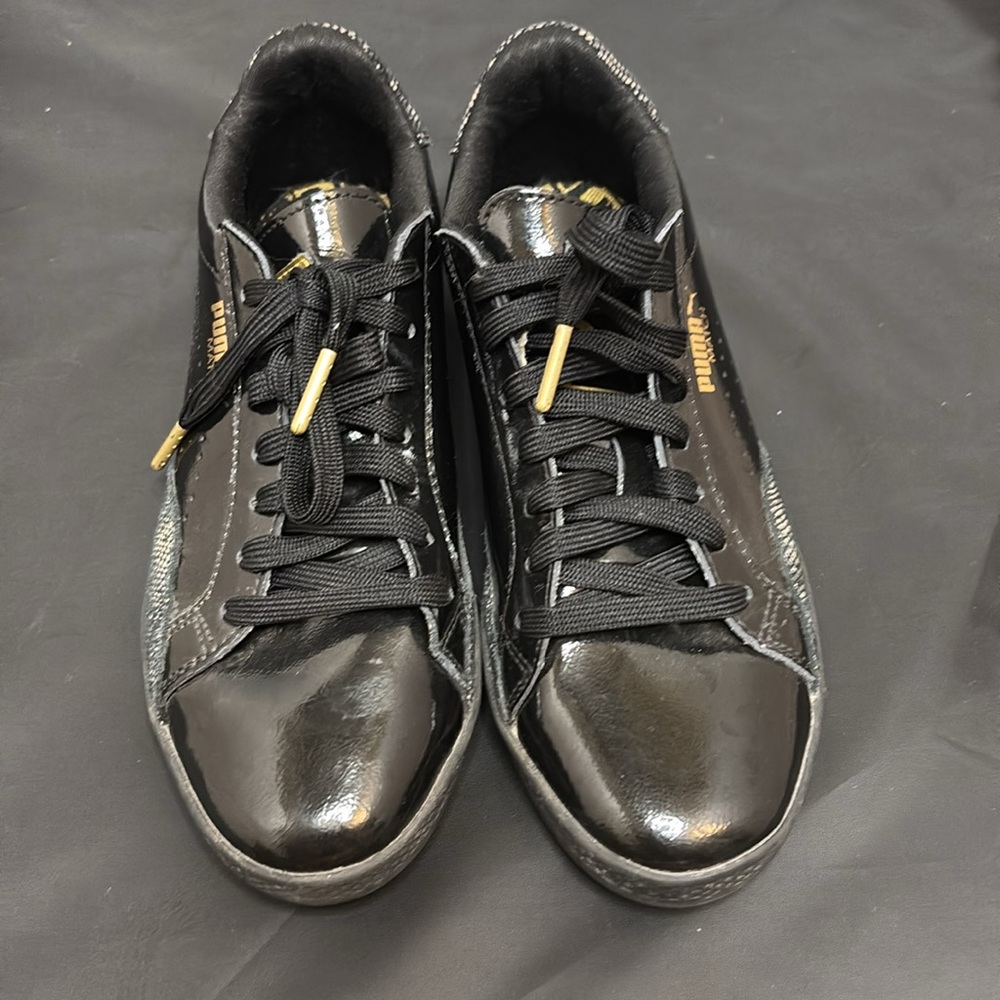 PUMA Women’s Match Lo Print Snake Sneakers – Black/Gold – Size 7 - Picture 5 of 12